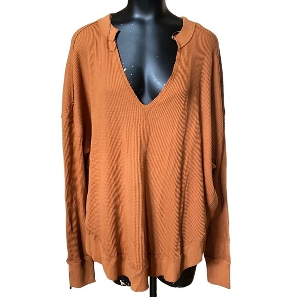 NEW We The Free Glazed Ginger Waffle Knit Oversized Top Size Medium - Picture 1 of 8